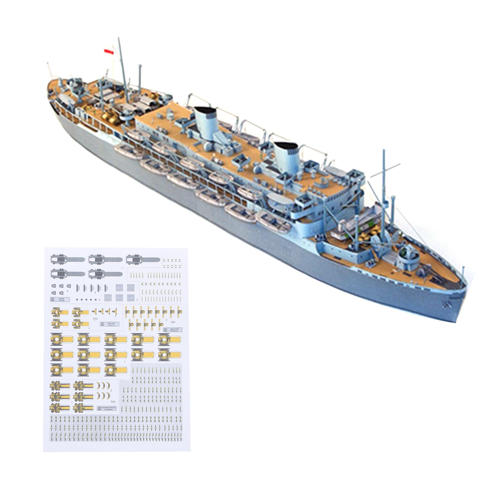 DAGIJIRD Simulation Paper Ship Model 1/400 Scale Husky Transport Ship Model (Unassembled Kit)