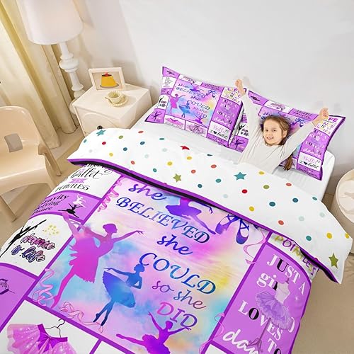 Funda de edredón de ballet para niñas, juego de ropa de cama de bailarina de ballet teñido anudado para niños, adolescentes, adultos, mujeres,