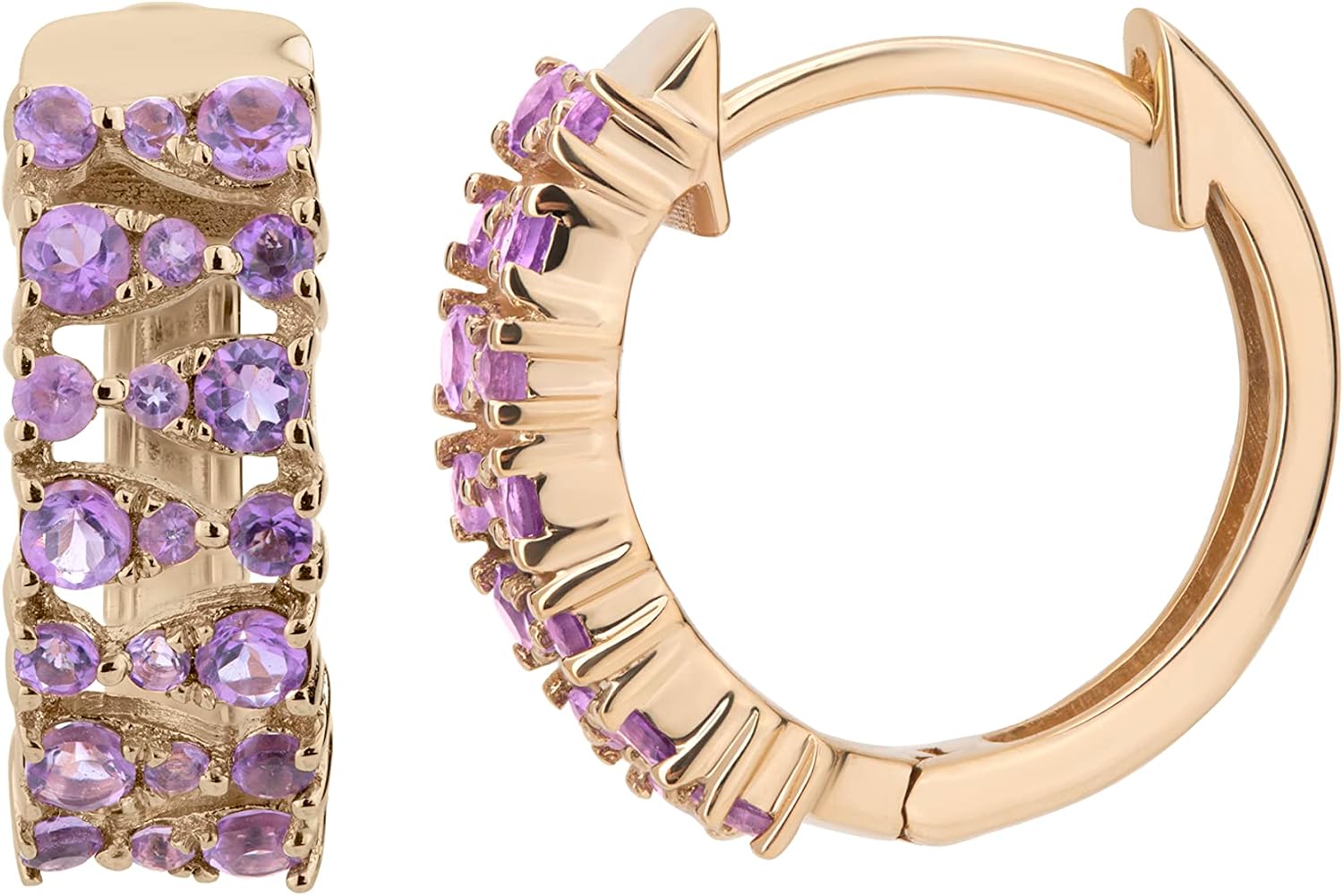 Classic Women 14K Yellow Gold Genuine Gemstone Hoop Earring Birthstone Jewelry Gift for Her. Birthday| Wedding | Anniversary