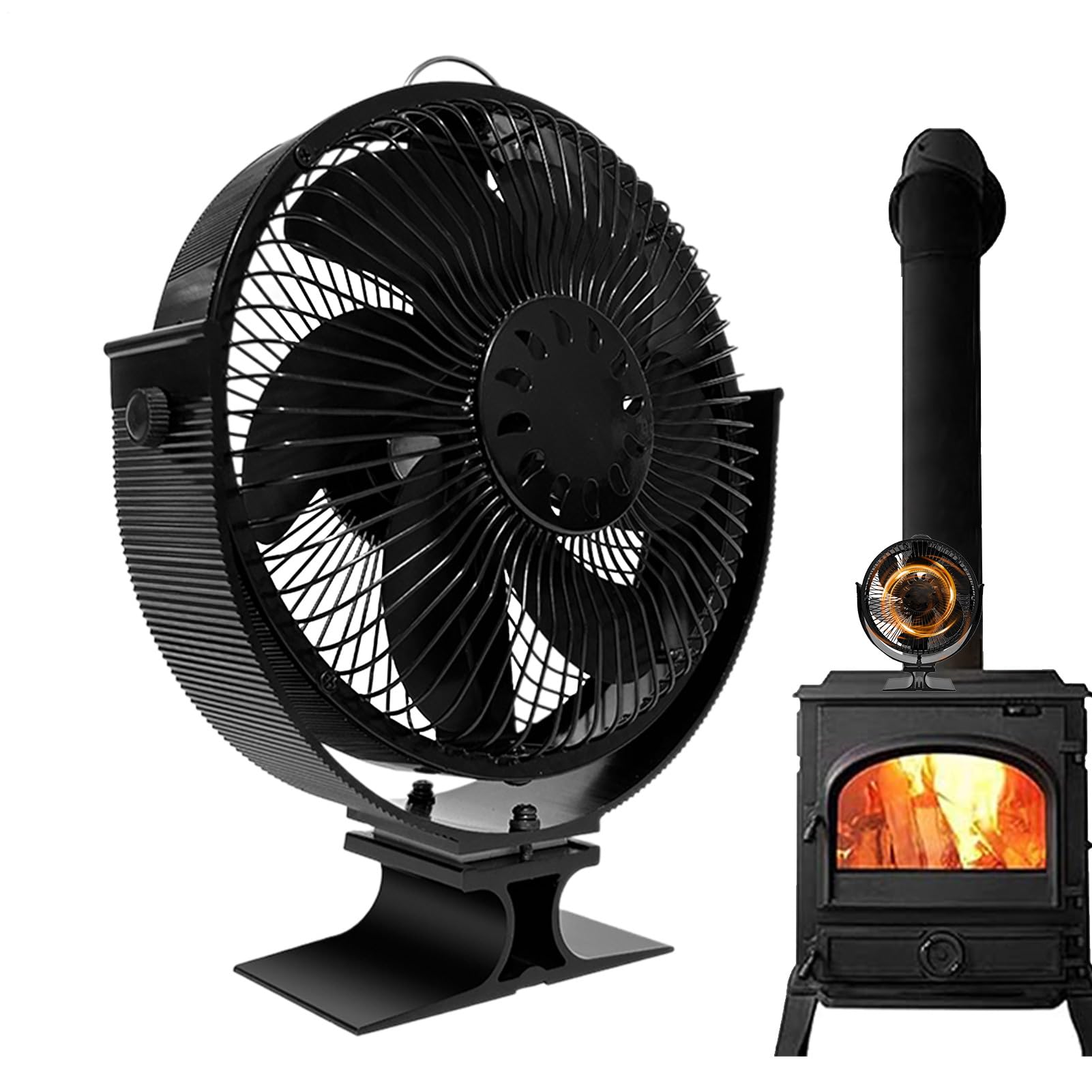 Ventilatore Termico per Stufa a Legna E Forniture Per La Casa | Ventilatore Stufa Legna Senza Elettricità, Rotazione A 360 Gradi Utilizzabile In Appartamento, Dormitorio, Ristorante,