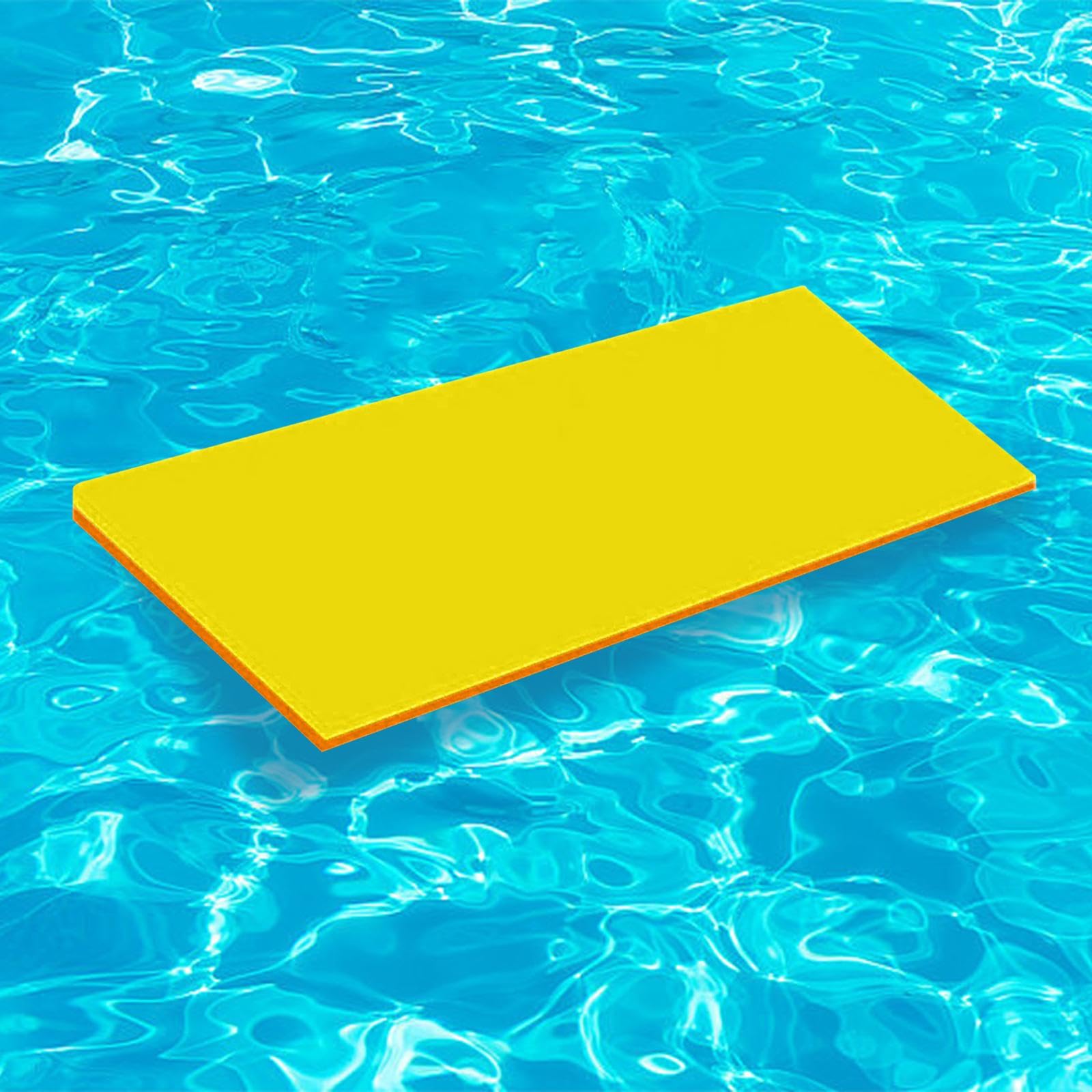 Colchoneta Flotante de Espuma de Alta Densidad para Piscina, Ideal para en, Playa, Piscina y Uso Familiar, Naranja Amarilla