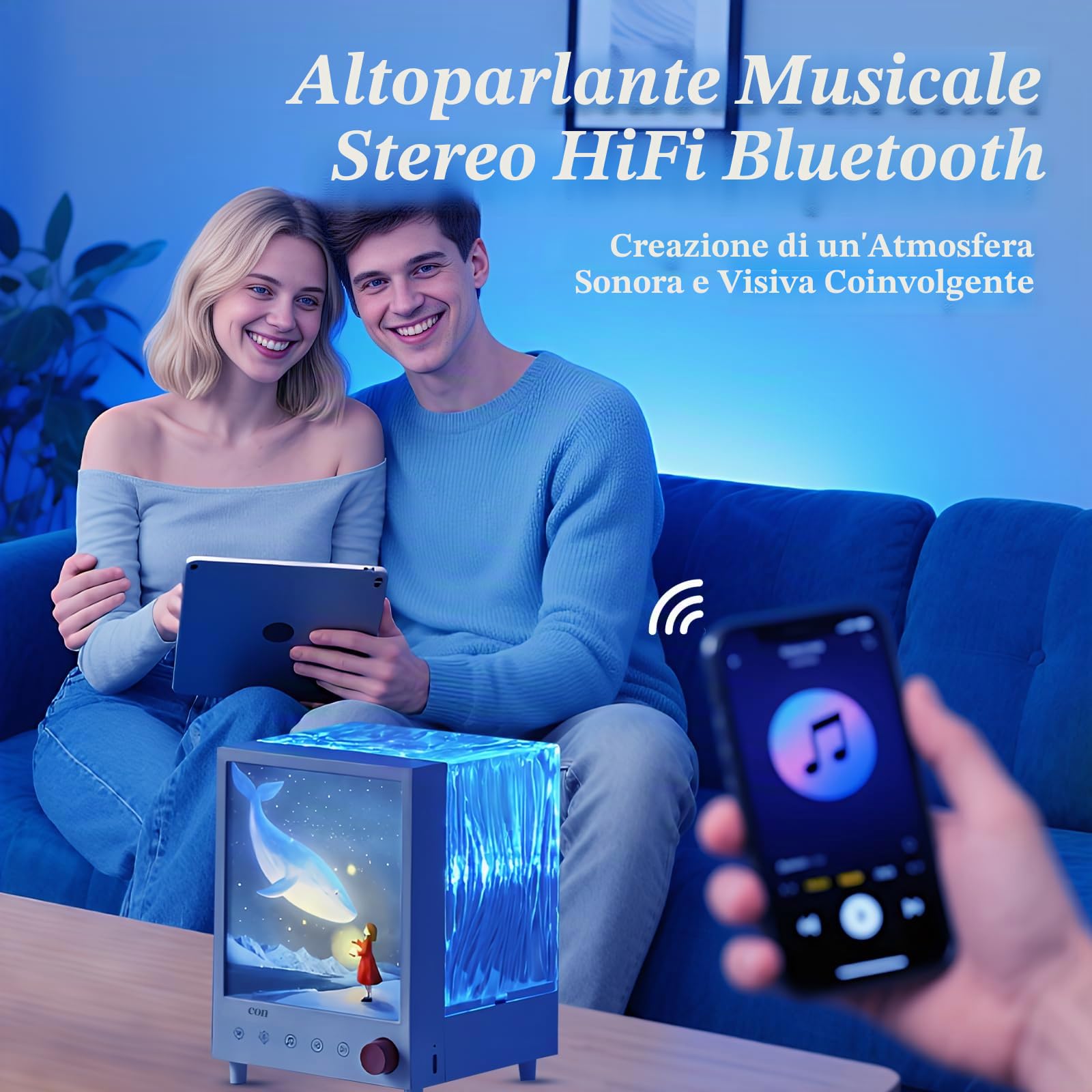 Proiettore Nordlicht Aurora Light, luce notturna a LED proiettore Aurora con 7 effetti di luce e pittura luminosa, con musica Bluetooth, adatto per decorazione cameretta dei bambini, feste, regali per