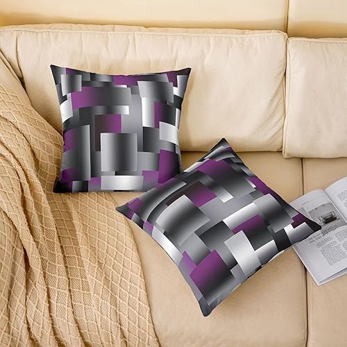 Miniatura 2 de Feelyou Juego de 1 funda de cojín geométrica con diseño geométrico, morado, gris, negro, para decoración del hogar, sala de estar, funda de cojín