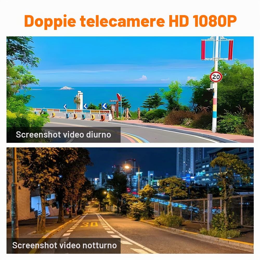 VSYSTO Moto Dash Caméra, WiFi HD 1080P vision nocturne starlight 130° grand angle avant et arrière caméra système DVR moto, Contrôle par câble, G-sensor, Enregistrement de cycle (D6L)