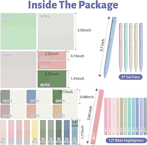 Miniatura 9 de 12 resaltadores de gel bíblico brillantes que no se corren y 5 bolígrafos con 90 pestañas laminadas de la Biblia, kit de diario bíblico estético,