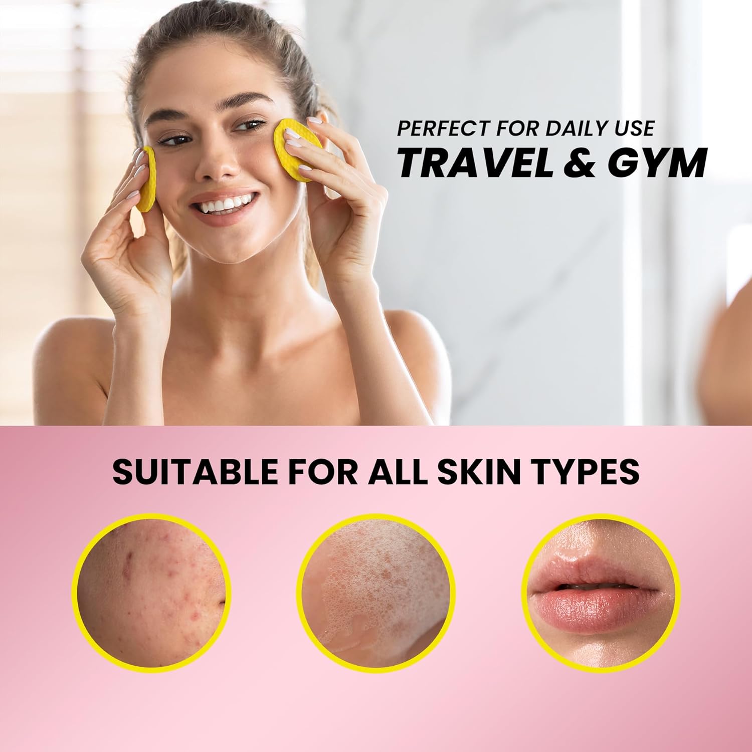 Turmeric Kojic Acid Cleansing Pads for Face Dark Spots - Hydrates & Plumps Skin - With Vitamin C & E - Sensitive Skin Friendly (50 Pads) - Image 6