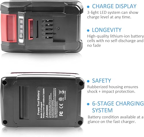 Miniatura 4 de Paquete de 2 baterías de 18 V 6000 mAh compatibles con Einhell Tools X-Change 4511396 4511437neu PXBP-600 PX-BAT52 Batería de herramientas