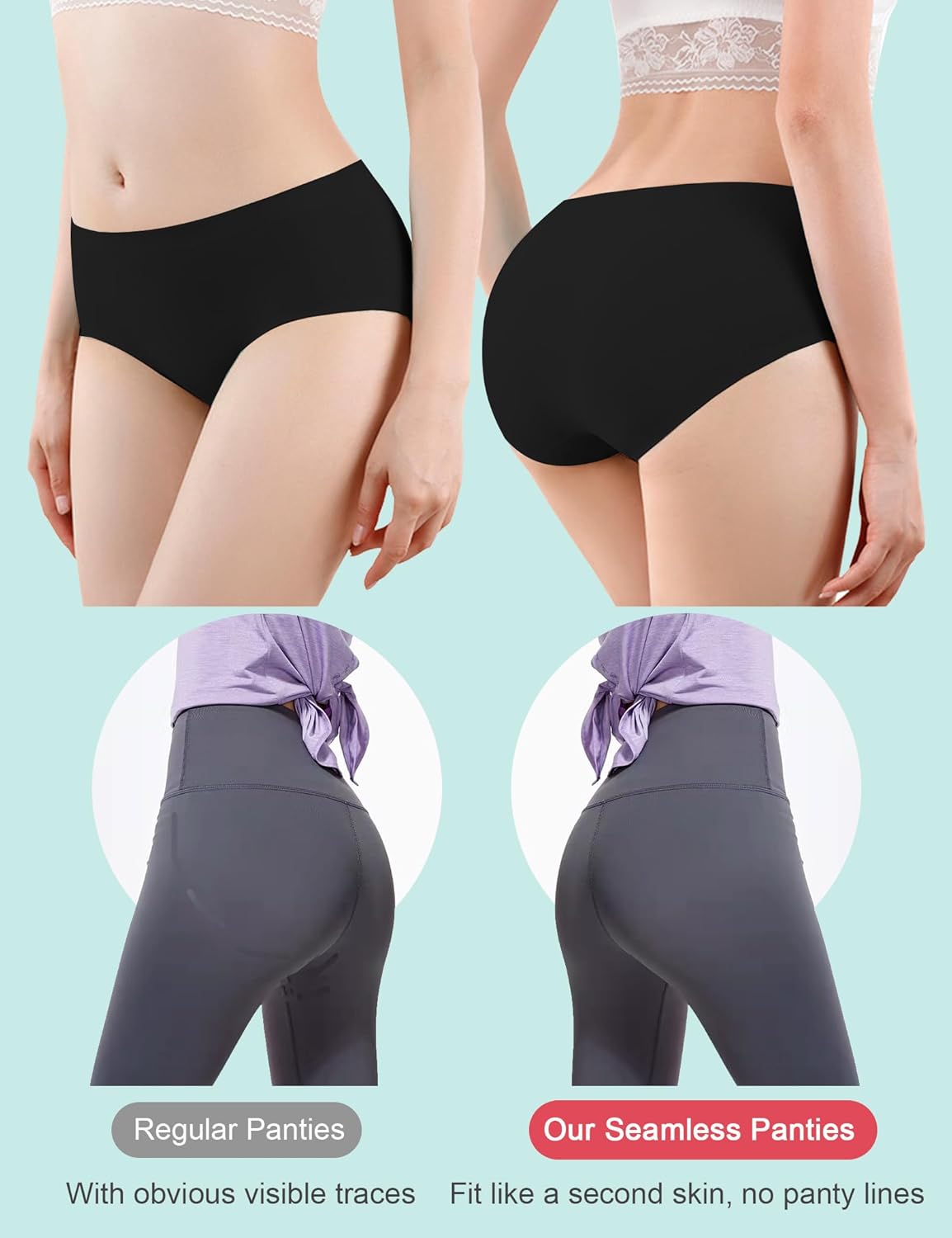 Teen Girls Seamless Panties Tagless No Show Underwear Plain Multipack of 9