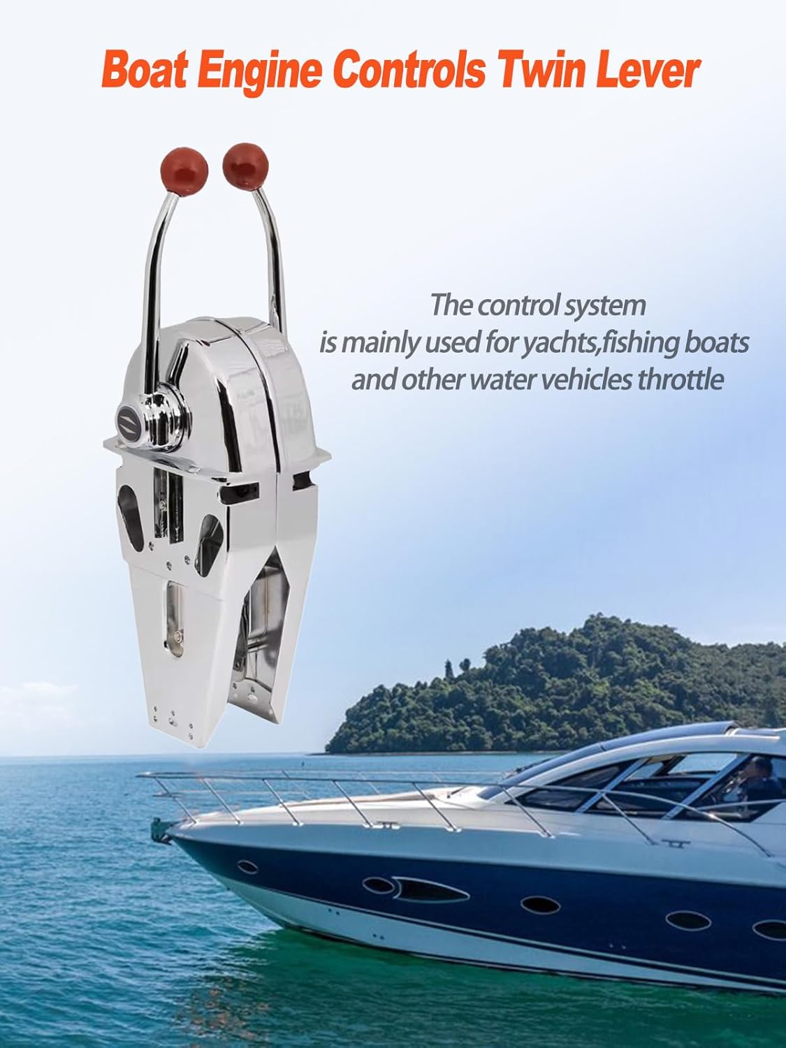 Universal Boat Dual Lever Throttle Control,Marine Top Mount Twin Lever Engine Control Zinc Alloy Dual Handle Shift for Any Type of Boat with Outboard Inboard or I/O Power
