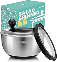 Stainless Steel Salad Spinner with Storage Lid, 5.3 Qt, BPA-Free, 4-in-1 Multi-Functional Lettuce Spinner, Fruit & Vegetable Washer, Easy Clean, Stop Button, Non-Slip Base
