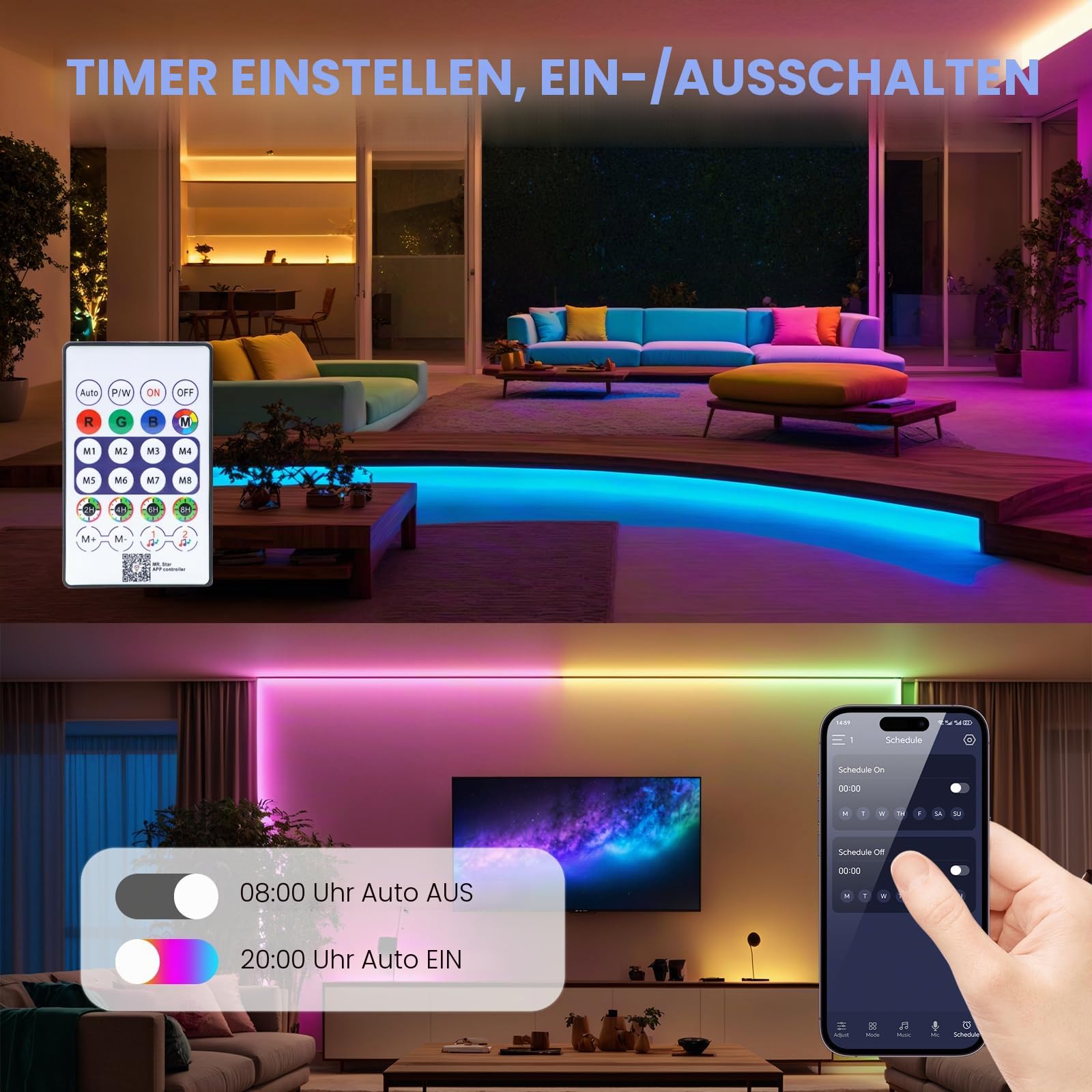5V USB Bluetooth RGB Neon LED Streifen, 5M 360° illumination WS2812B Adressierbare Wasserdicht Diffusion Neon Flex LED Schlauch, Smart Phone Gesteuert, Mehreren Szenenmodi, Musiksync