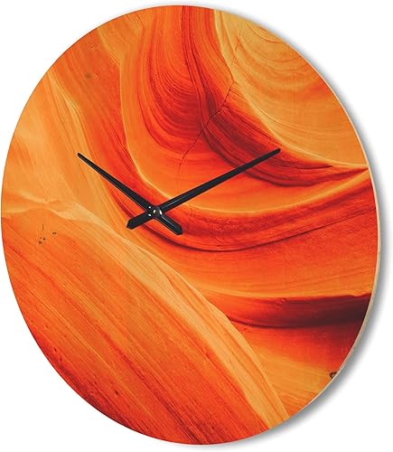 Miniatura 3 de Reloj de pared de madera moderno con texto en inglés "Orange Upper Antelope Canyon Landscape", reloj de pared grande decorativo y moderno, relojes