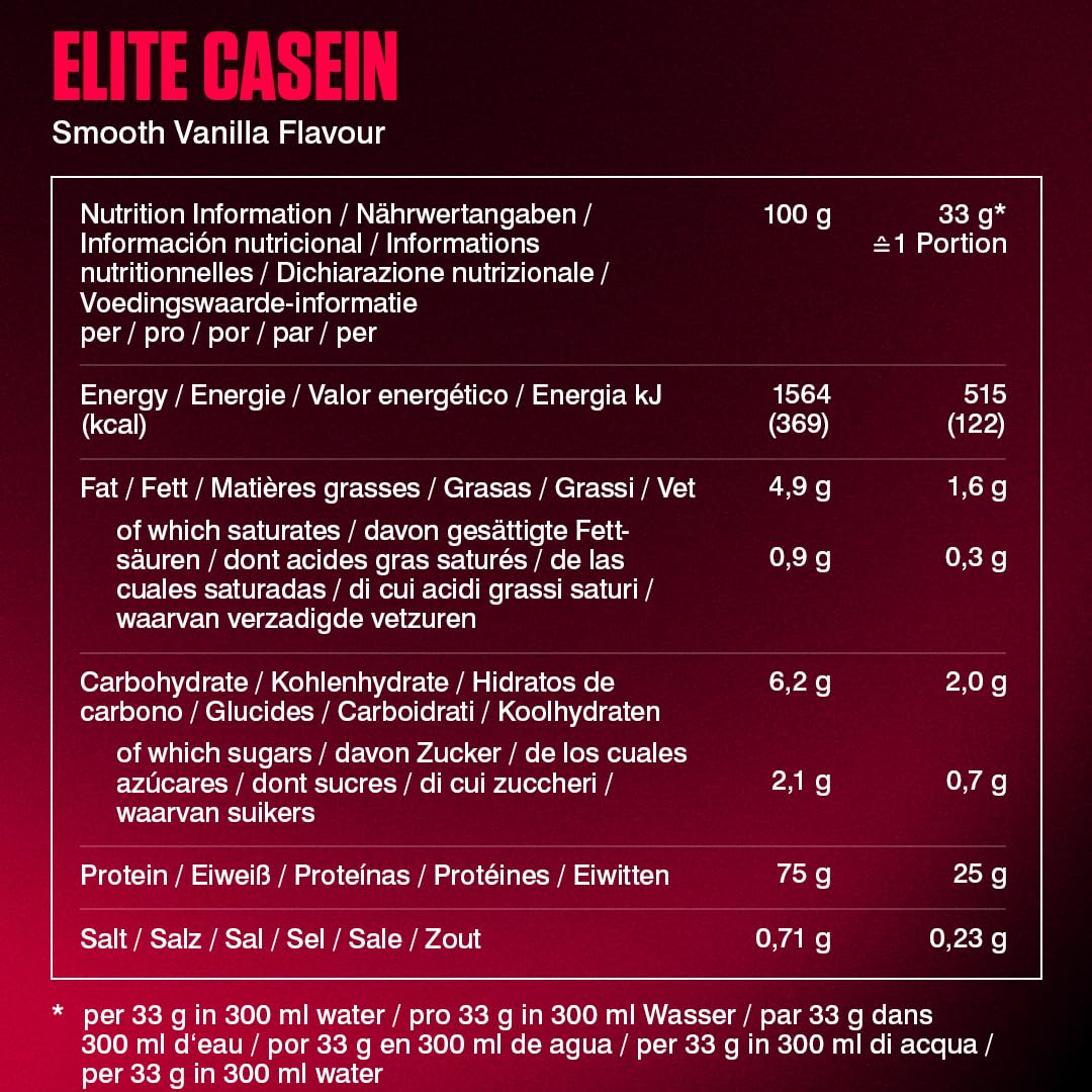 Dymatize Elite Casein Protein Powder Mild Vanilla Flavor 1800g – Slow Release Casein with BCAAs