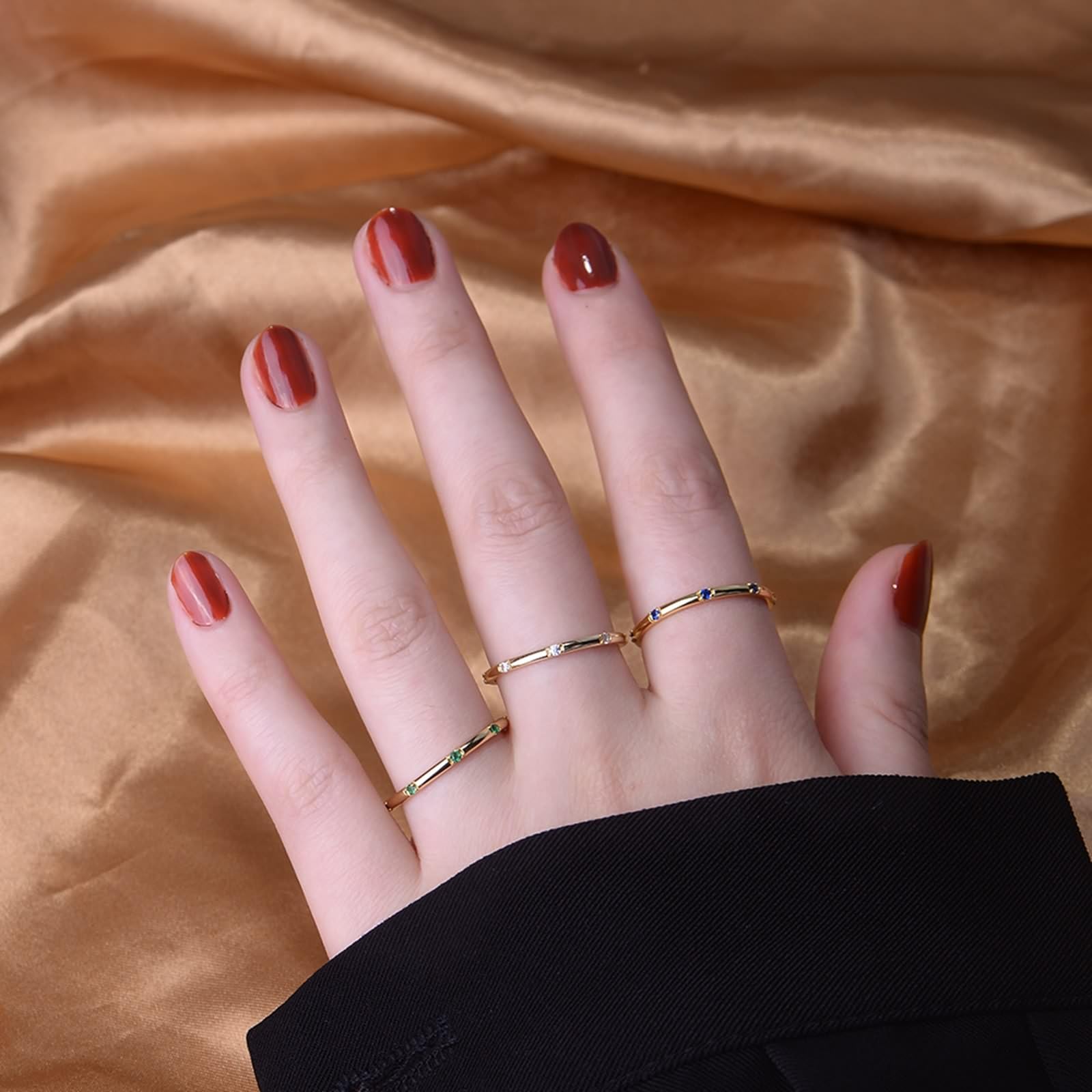 Anillo de la amistad, oro amarillo Au375 de 9 quilates, para parejas con zafiro azul, oro auténtico, joyas de oro de 9 quilates, talla 53 (16,9)