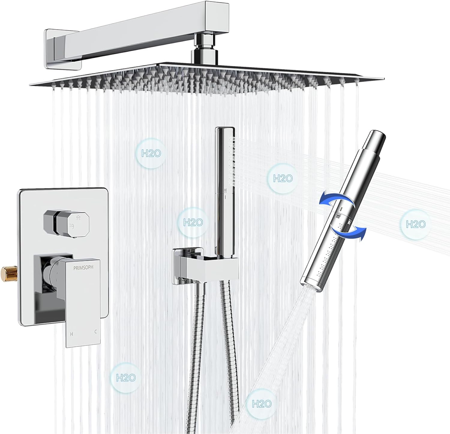 PRIMSOPH 12 inch Shower System Shower Faucet Sets complete for Bathroom