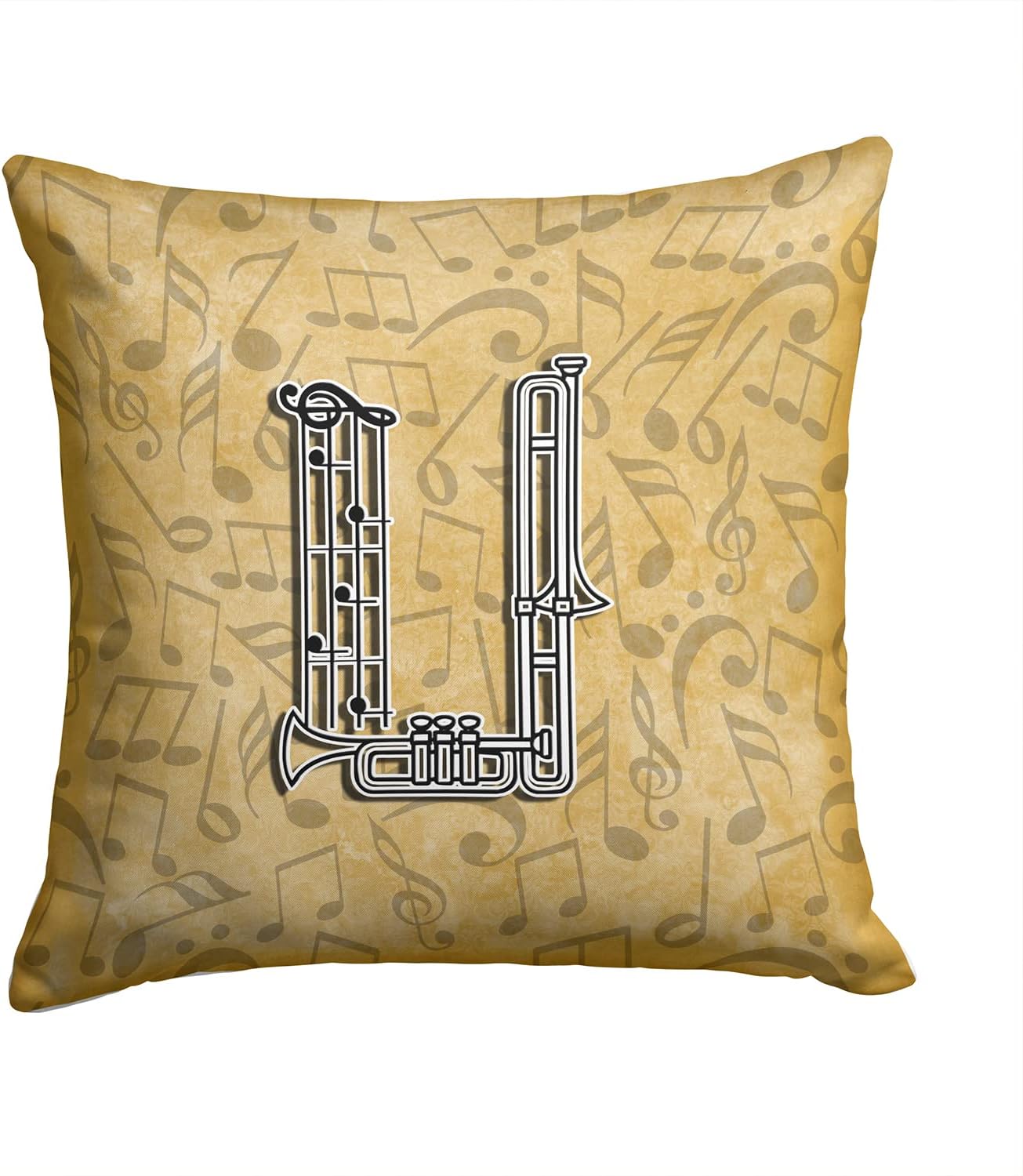 Caroline's Treasures CJ2004-UPW1414 Letter U Musical Instrument Alphabet Fabric Decorative Pillow 100% Machine Washable Pillow, Indoor or Outdoor Decorative Throw Pillow for Couch, Bed or Patio