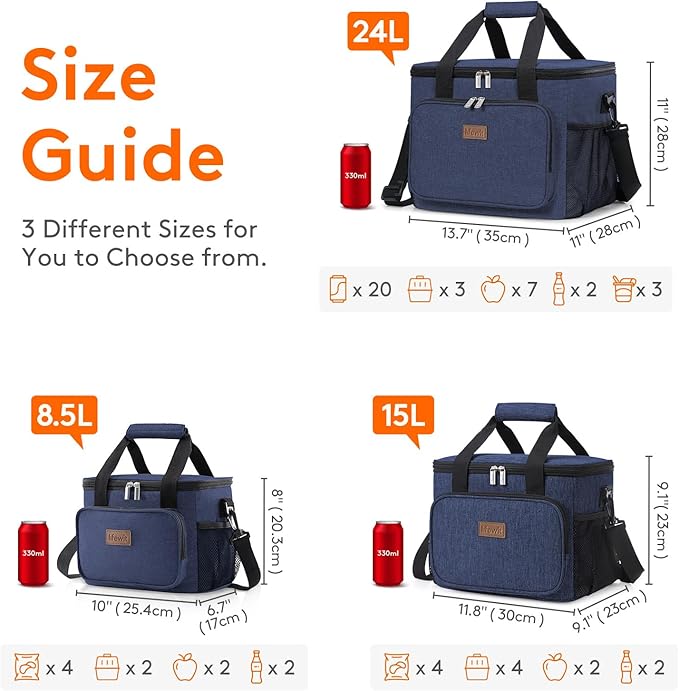 Beyond its functional attributes, the Lifewit Large Lunch Bag offers practical organization with multiple compartments and pockets, allowing users to separate and store snacks, utensils, and napkins efficiently. It's an excellent choice for work, picnics, travel, and outdoor activities, providing versatility and durability that meet various lifestyle needs while maintaining a sleek, modern appearance.