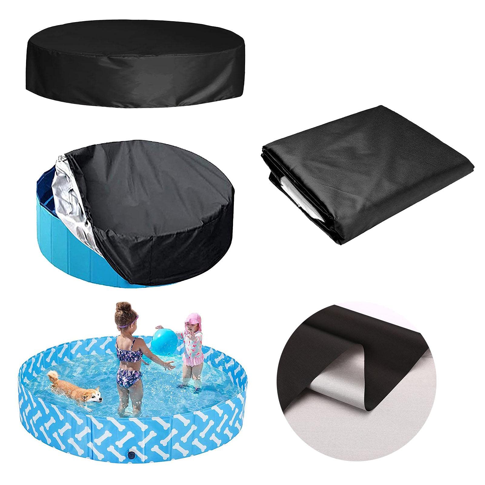 Housse De Piscine Ronde 4 Saisons - Diamètre 160 Cm, Tissu Oxford 210D Anti-UV Et Imperméable Avec Cordon Élastique Renforcé - 4