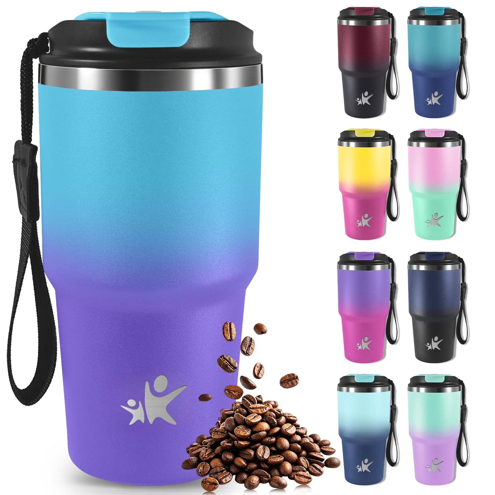 Mujigaga 20oz Travel Mug, Thermal Tumbler, Thermal Tumbler with Leak Proof Lid, Travel Mug, Airtight Portable Tumbler for Hot and Cold Coffee, Water and Tea