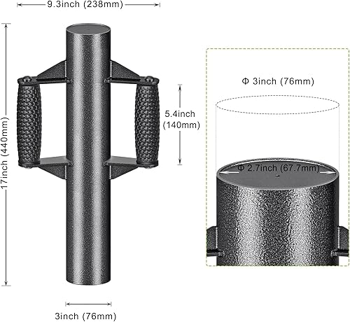 Miniatura 5 de Insaga Destornillador de poste de valla de alta resistencia con mango antideslizante, destornillador de poste en T de 9 libras, poste de 17 pulgadas