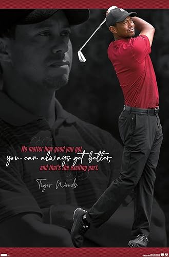 Trends International Tiger Woods - Póster de pared con texto en inglés "Always Get Better", 22.375 x 34 pulgadas, versión premium sin marco