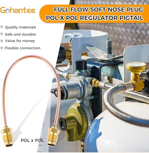 Miniatura 5 de gohantee Coleta de gas propano de cobre de alto flujo POL x POL 78" HEX - regulador de propano de 15 pulgadas Coleta de cobre