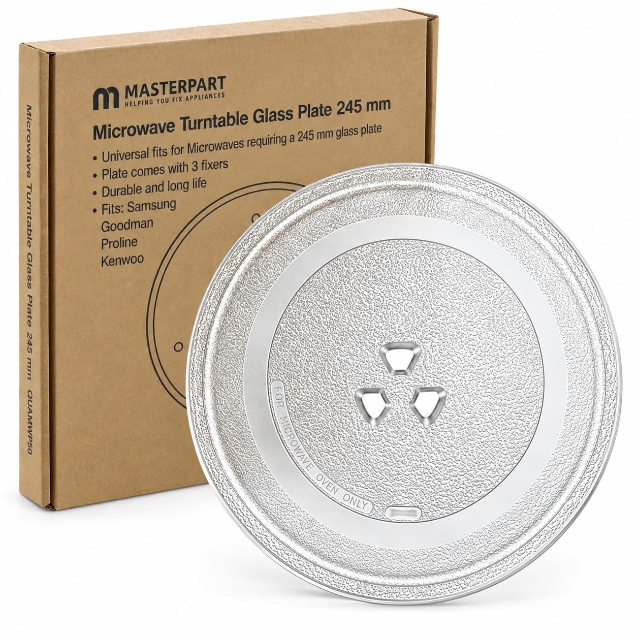 First4Spares 245mm/10" Glass Turntable Plate for Cookworks Microwave Ovens