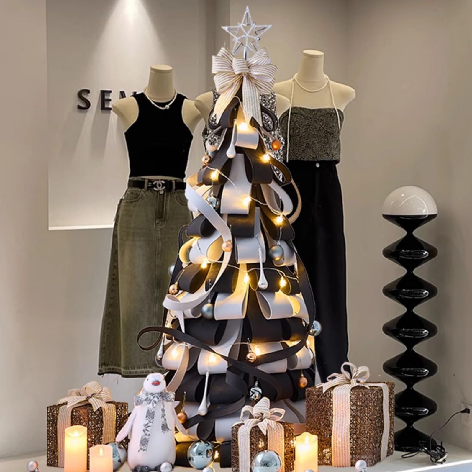Juego de árbol de Navidad artificial de EVA con decoraciones, árbol de Navidad predecorado para interiores, hogar, oficina, 6 pies