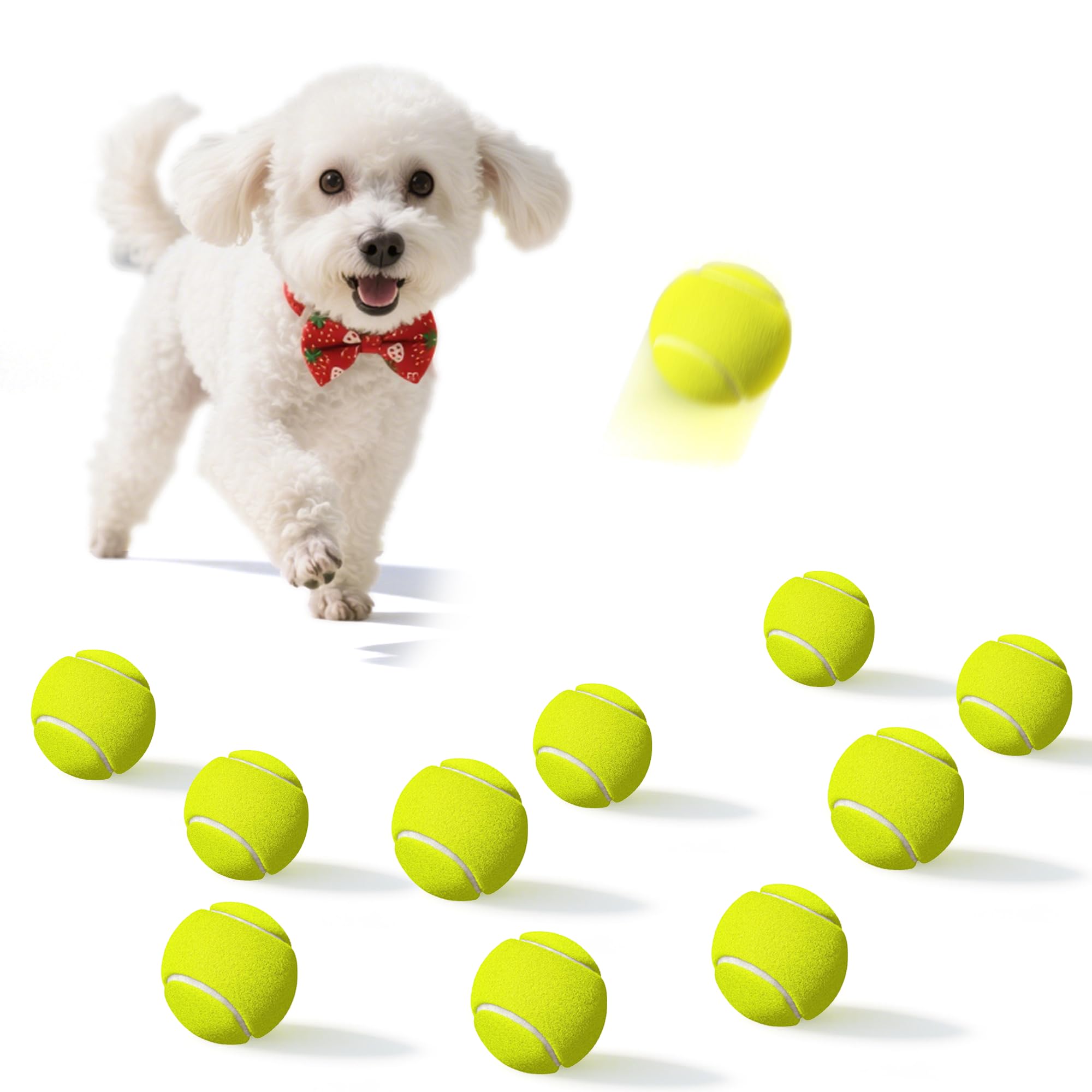 10 Pack Small Tennis Balls for Dogs Easy Catching Pet Balls for Exercise and Fetch 2-inch Dog Tennis