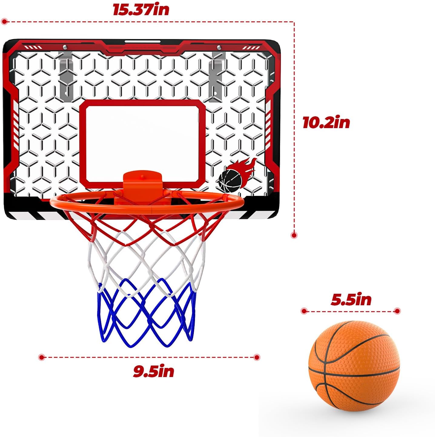 EagleStone Mini Basketball Hoop for Door & Wall, Foldable Rim with 3 Balls and Pump, Indoor Basketball Toy Game Set for Kids Adults, Bedroom Office Sports Gift