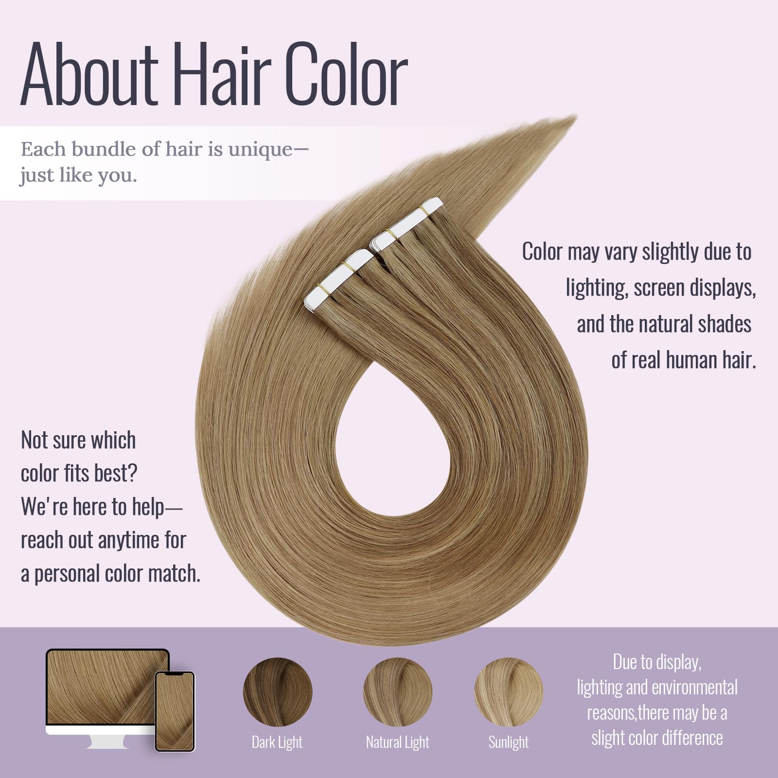 fshine Extension Biadesive Capelli Veri 50g 55CM Extension Adesive Capelli 20Pcs Remy Capelli Ombre dal Marrone Dorato al Biondo Scuro Extension Invisibili Hair Tape in Extension Lisci Capelli