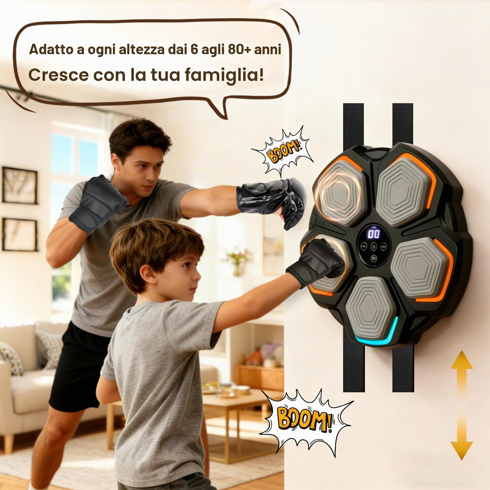Macchina da Boxe Musicale- 8 velocità Music Boxing Machine con 2 Paia di Guanti da Boxe, Conteggio Intelligente,Bluetooth Smart - LED Musica Bluetooth Boxe Allenamento per Casa