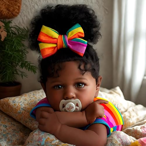 JIZHI Muñecas de bebé Reborn negras con cuerpo suave realista afroamericano, muñeca de niña recién nacida de 22 pulgadas, el mejor juego de regalo