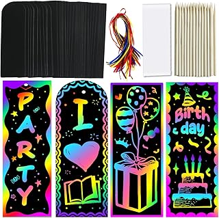 ZMLM Scratch Paper Art Bookmarks Kids: 36 Set Magic Rainbow DIY Art Craft Paper Bookmark Gift Tag Party Favor Goodie Bags Stuffers Pack Activity Bulk Making Kit for Boys Girls Birthday Game Classroom