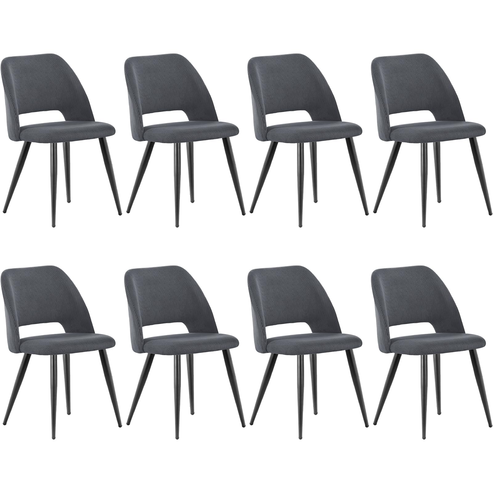 WAFTING Esszimmerstühle 8er Set, Kordsamt Stuhl Mit Dickem Cord-Schwamm Gepolsterter, Esstischstühle mit Separaten Metallbeinen, für Esszimmer, Wohnzimmer, Schlafzimmer und Empfang, Braun