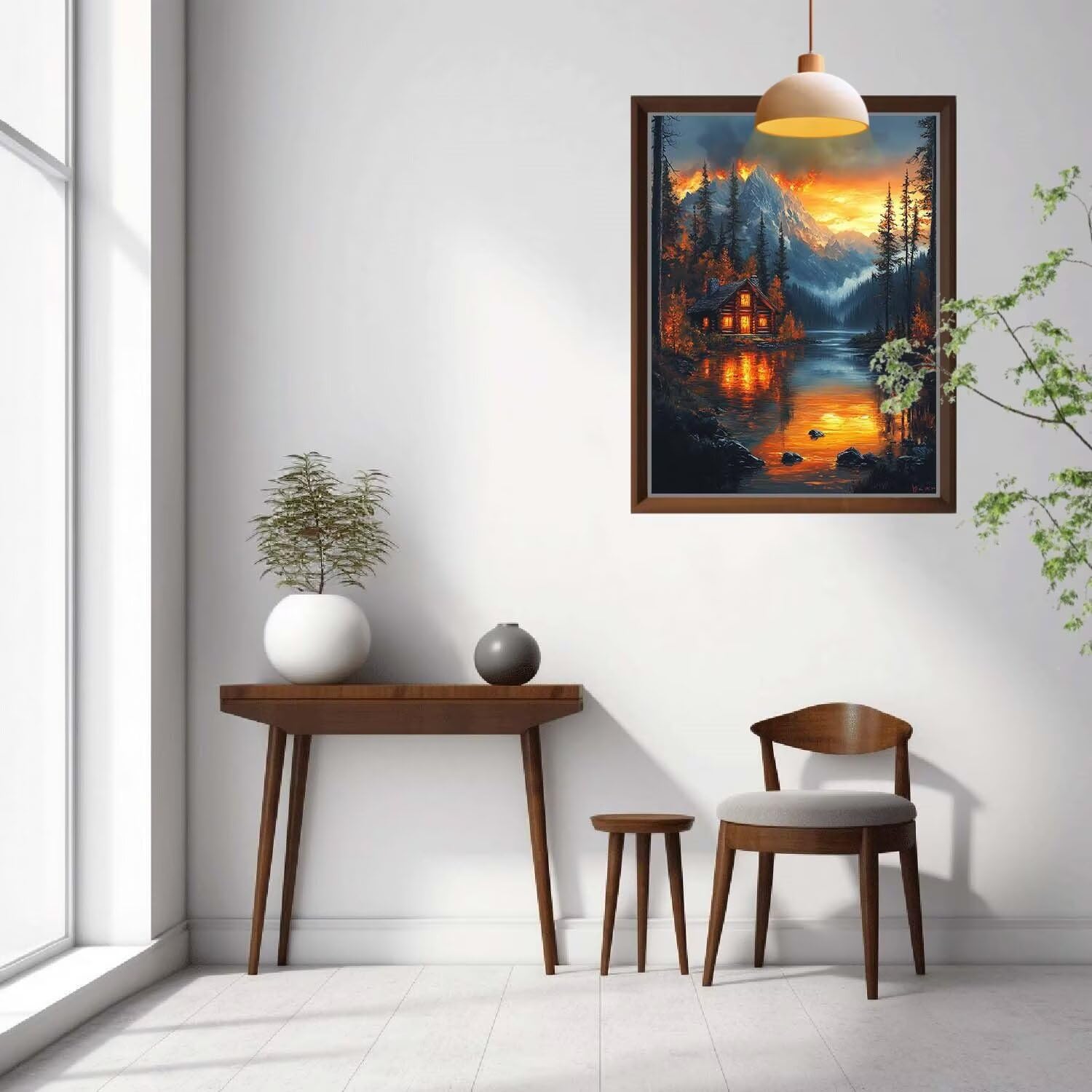 Paesaggio, Ruscello Kit per Dipingere con i Numeri,Fai da Te Quadri da Dipingere Numerati per Hobby Creativi Adulti,Kit di Pittura a Olio su Tela Principianti per Decora la Casa 80x107cm 54N-6417