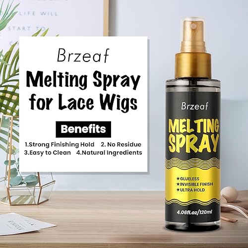 Miniatura 5 de Brzeaf Spray de fusión de encaje y spray de sujeción (4.1 fl oz), sujeción extrema y sin pegamento, spray de fusión para pelucas de encaje, fuerte
