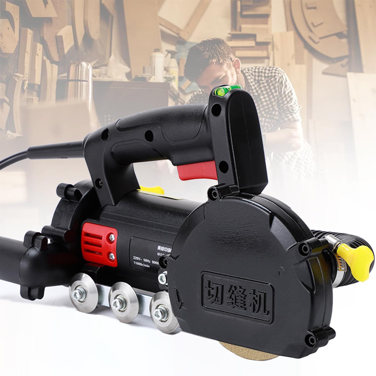 Elektryczny Usuwacz Fug 900W, Maszyna Do Czyszczenia Fug Płytek Z Wbudowanym Odpylaniem, Czyścik Szczelin 11000RPM Z Rolkami Ze Stali Nierdzewnej I Poziomicą Do Renowacji Podłóg