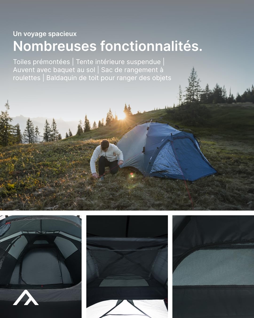 qeedo Quick Oak 3, Tente de Camping pour 3 Personnes, Tente Montage Rapide, Quick-Up-System