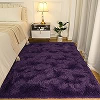 Vista 1 de Alfombras Softlife para dormitorio de 4x5.3 pies, alfombra de área púrpura para sala de estar, alfombras peludas súper suaves para dormitorio
