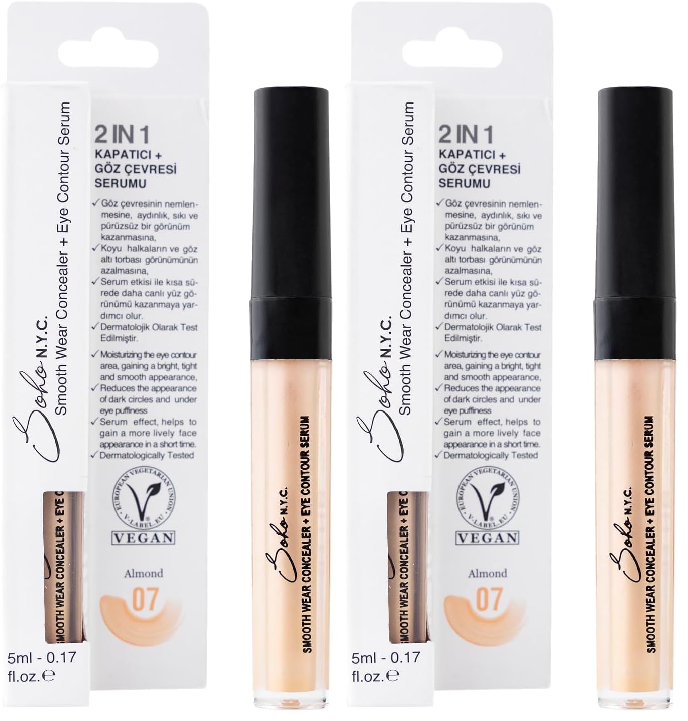 Göz Altı Morluk Ve Torba İçin Serum ve Kapatıcı 5 ml- No:7 Almond 2li paket
