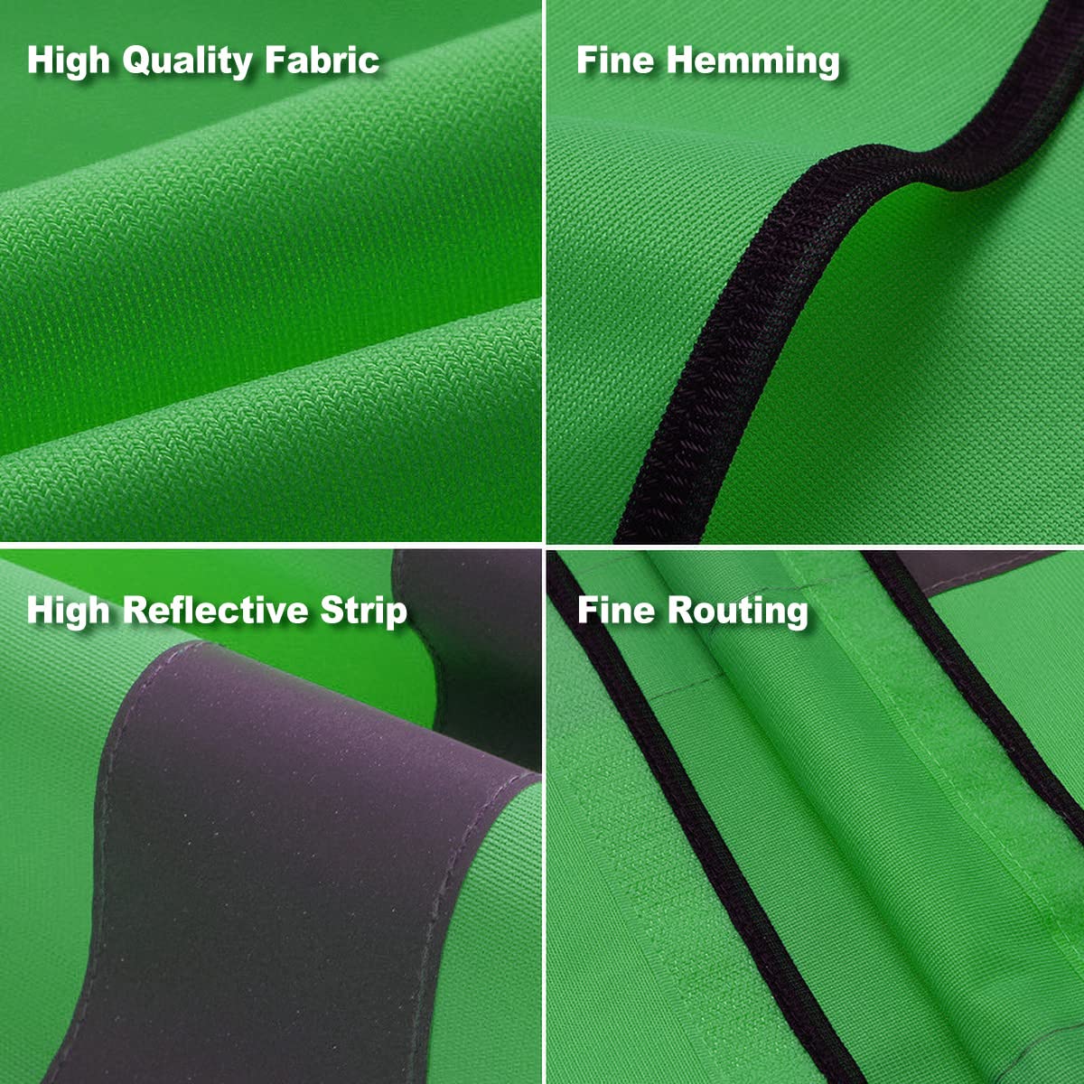 Safety Vest Custom Logo Class 2 Hi Vis Reflective Vest High Visibility Vest Construction security Work Vest for men/women with 5 Pockets /1 Pack (Green, XL)