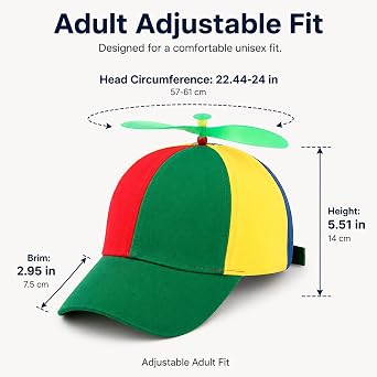 Colourful Propeller Hat, 2pcs Rainbow Beach Baseball Cap with 4pcs Propeller, Adjustable Size for Adults