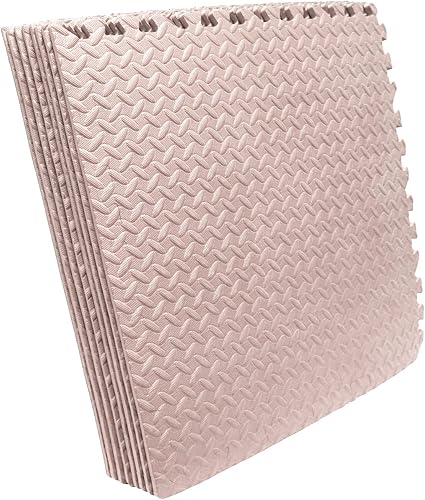 Miniatura 2 de HTTMT - 8 x (32 pies cuadrados) - Tapete rosa para gimnasio de 24 x 24 pulgadas de espuma EVA entrelazada para ejercicio, fitness, rompecabezas de