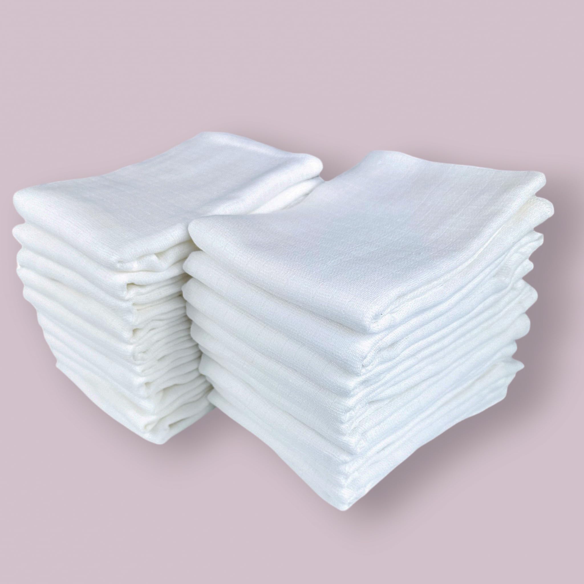 PLUMERI Mullwindeln 70x80 cm Baby, 20er Set, Weiß – Stoffwindeln, Spucktücher & Mulltücher aus 100% Baumwolle, Oeko-TEX Zertifiziert, atmungsaktiver Vorratspack