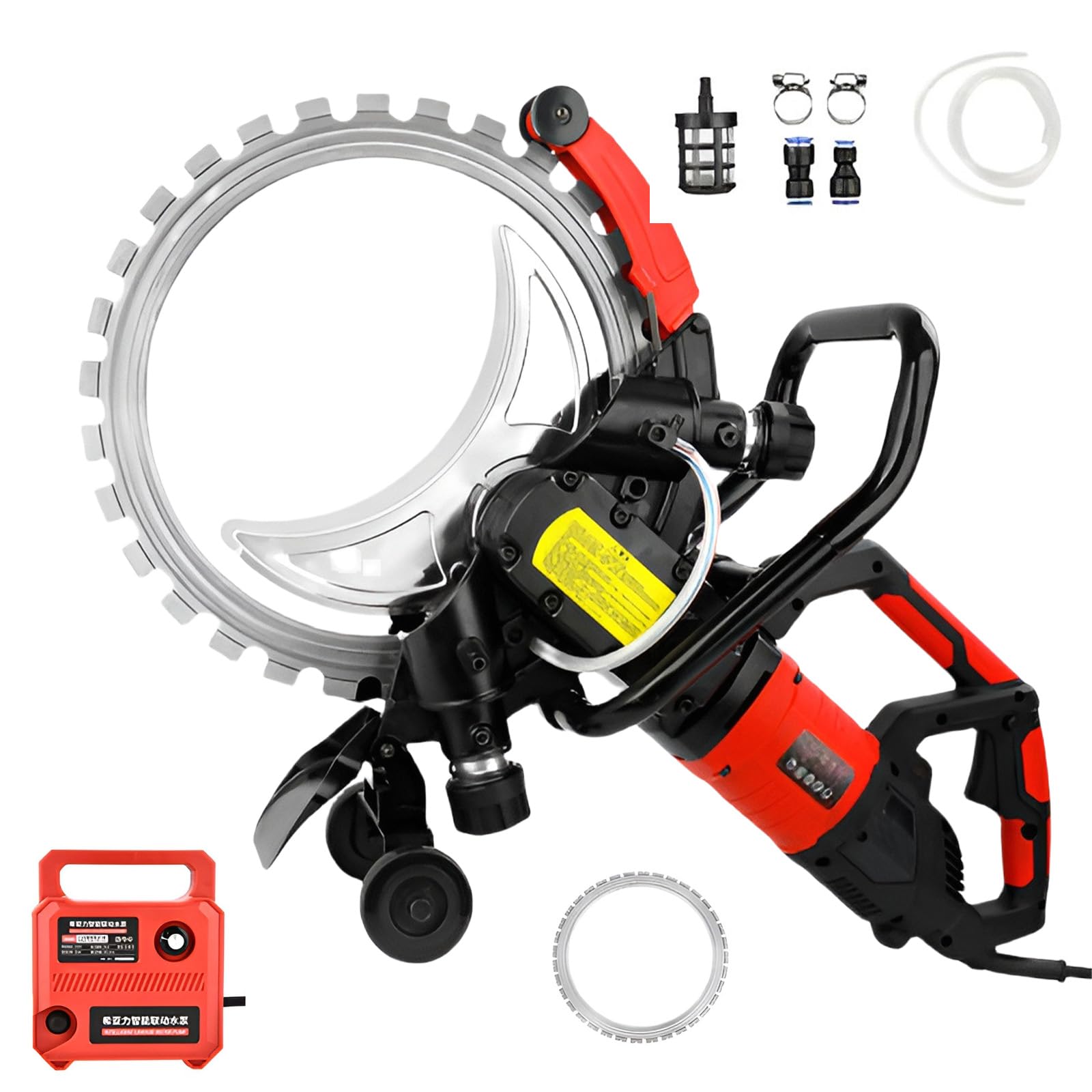 FHRKA Electric Wall Chaser with Blades Water Pump, 3000rpm Toroidal Concrete Cutting Machine,290mm Maximum Cutting Depth