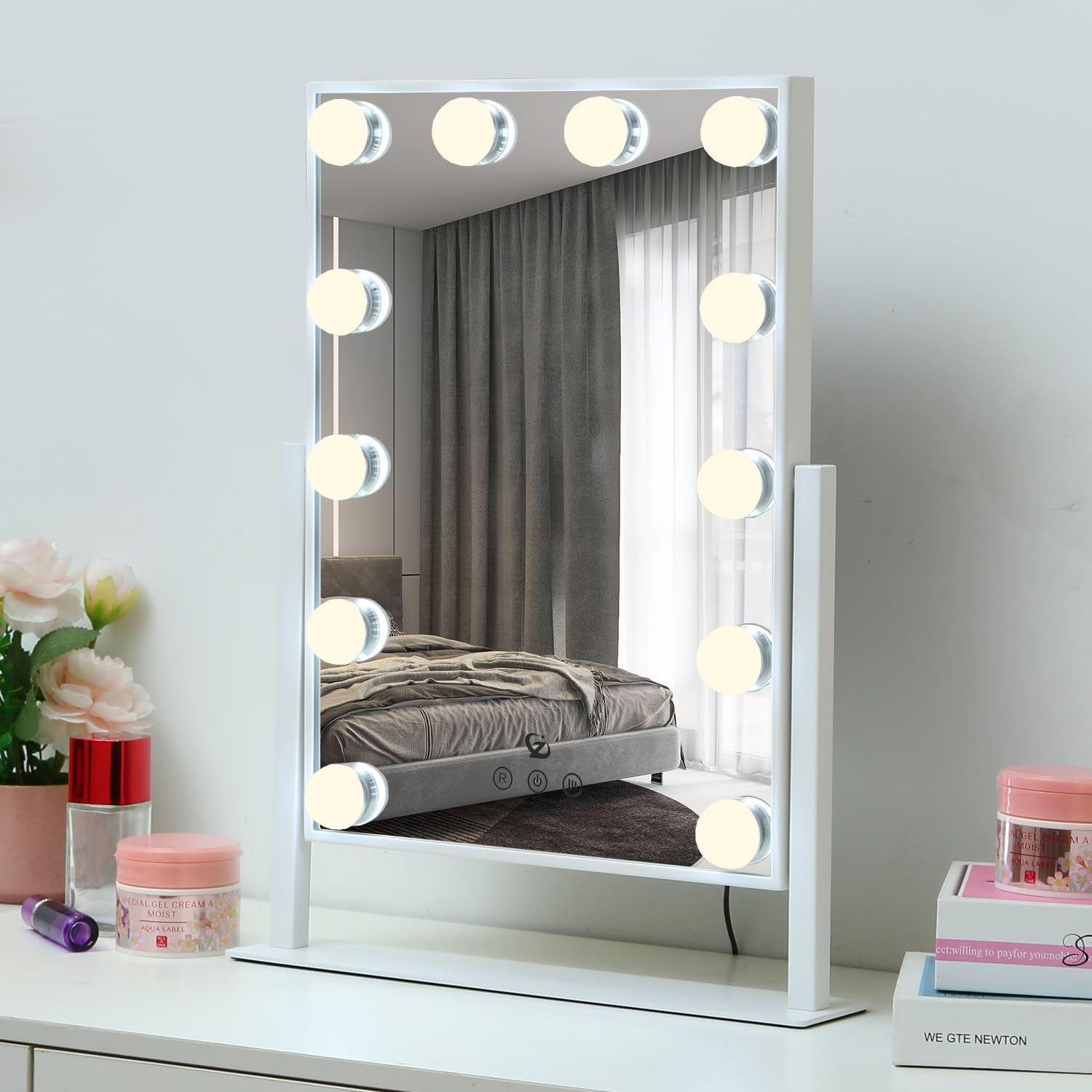 Amazon.co.jp: 化粧鏡 女優ミラー メイク 卓上鏡 ライト付き 卓上  