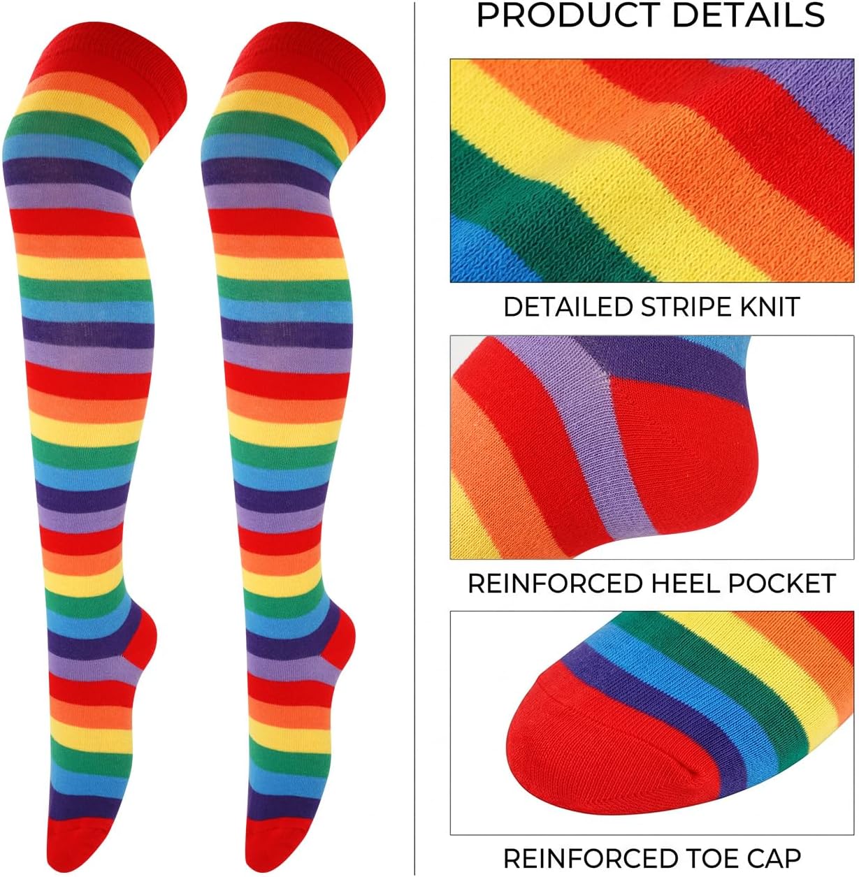 Women Over Knee High Socks Striped Thigh High Socks