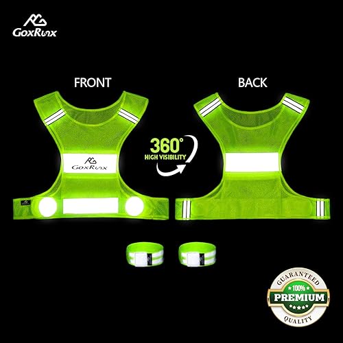 Miniatura 2 de GoxRunx Chaleco reflectante para correr, chalecos de seguridad ligeros y reflectantes con bandas para el brazo