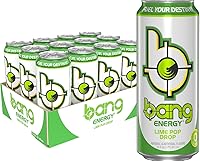 Vista 1 de Bang Energy Lime Pop Drop, bebida energética sin azúcar, 16 onzas (paquete de 12)